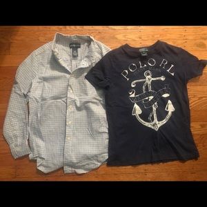 Boys Ralph Lauren Polo Button Up & Polo Tee Sz 8